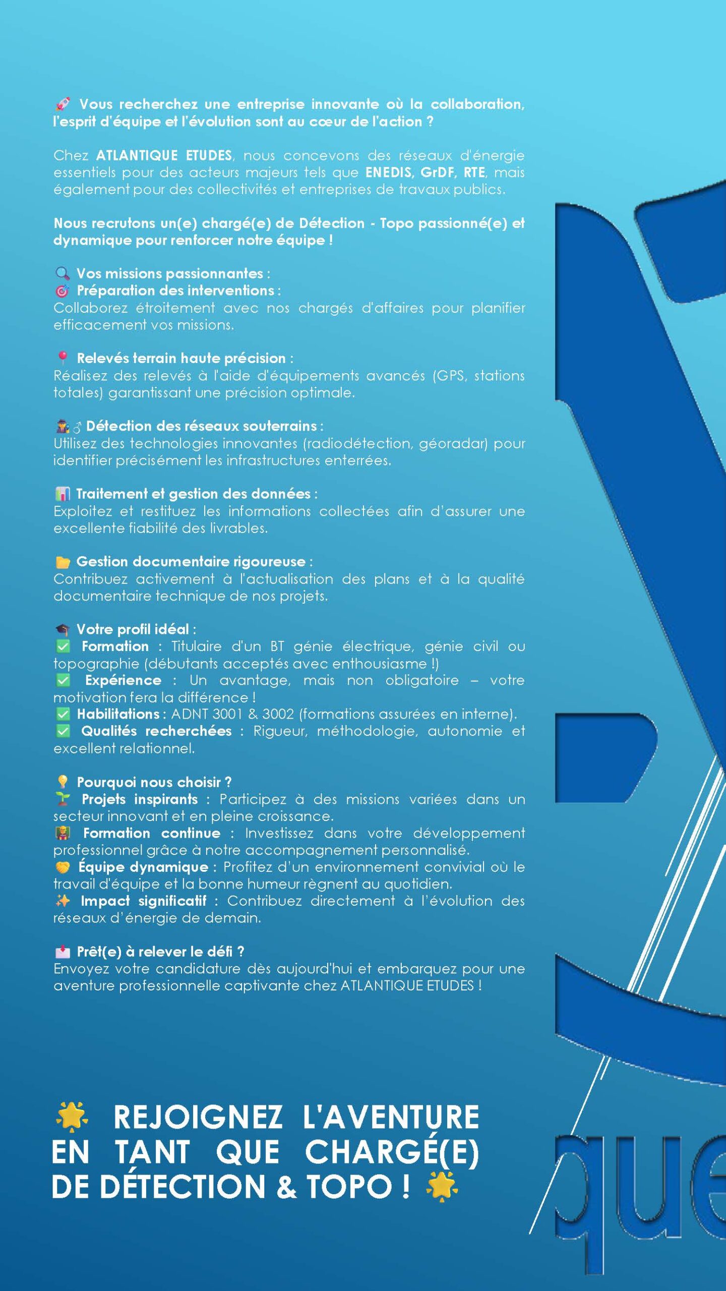 Poste technicien topo Détection - 2025b